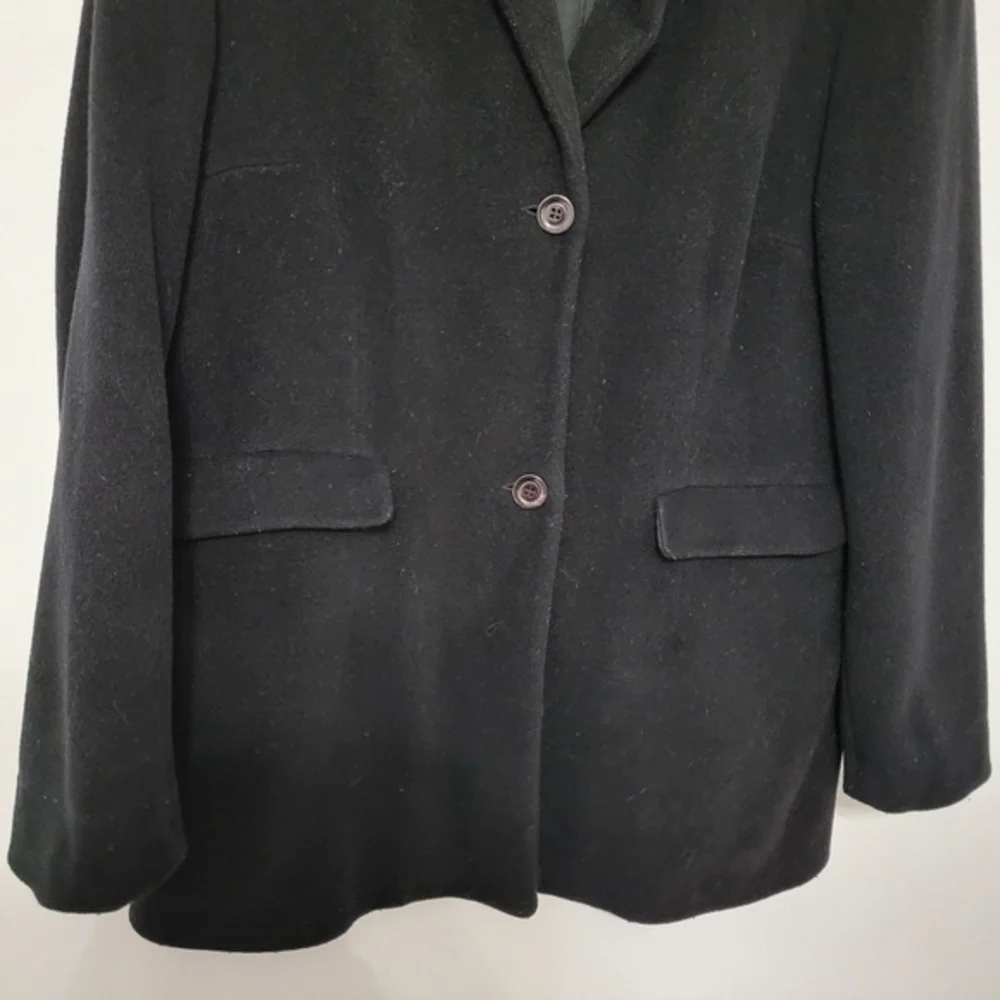 An Fere Women's‎ Black Wool Angora Collared Lined Coat Made in Italy Sz 46 US 12